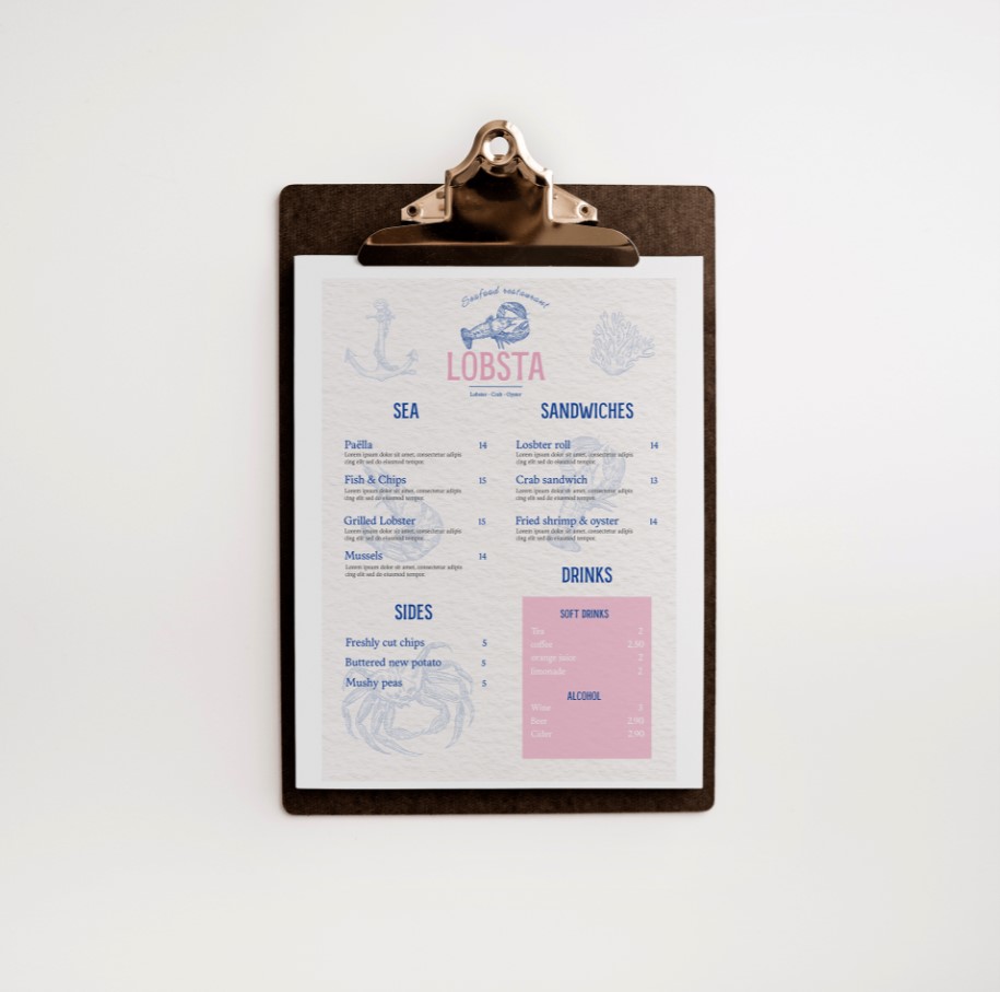 support print menu restaurant fruit de mer